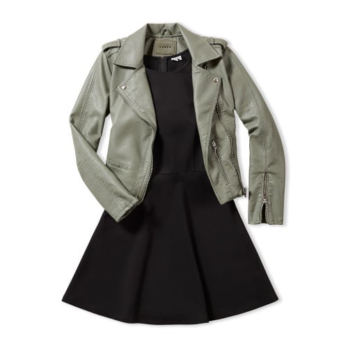 Business Casual Dress Code: Dress & Moto Jacket