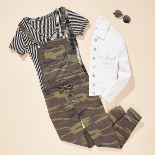 labor day outfits: camo overalls