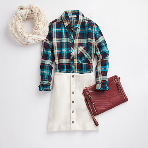 holiday party: button-up plaid