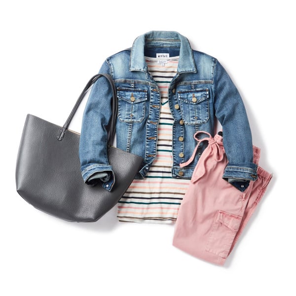Preppy Style for Spring: colored pants + denim jacket