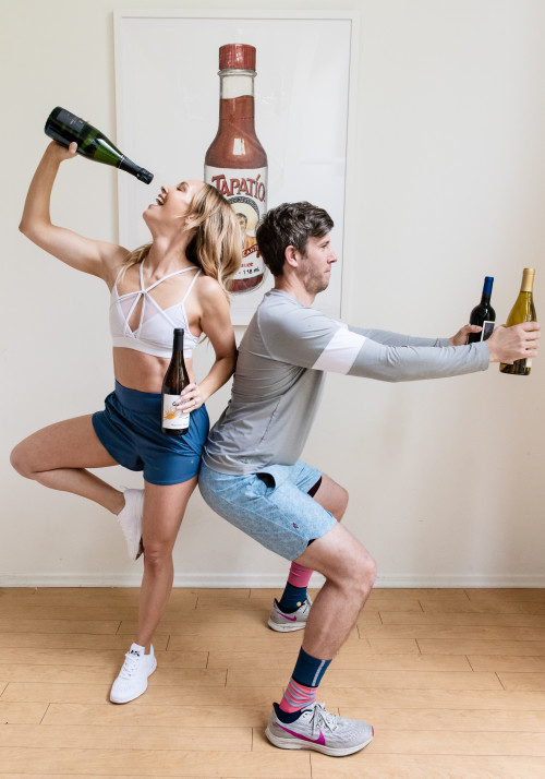 partner workouts: wine bottle weights