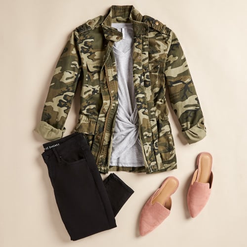winter outfits: camo jacket