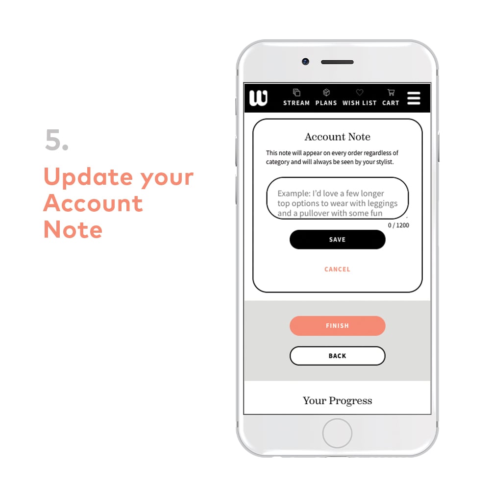 Wantable quiz: account note to stylist 