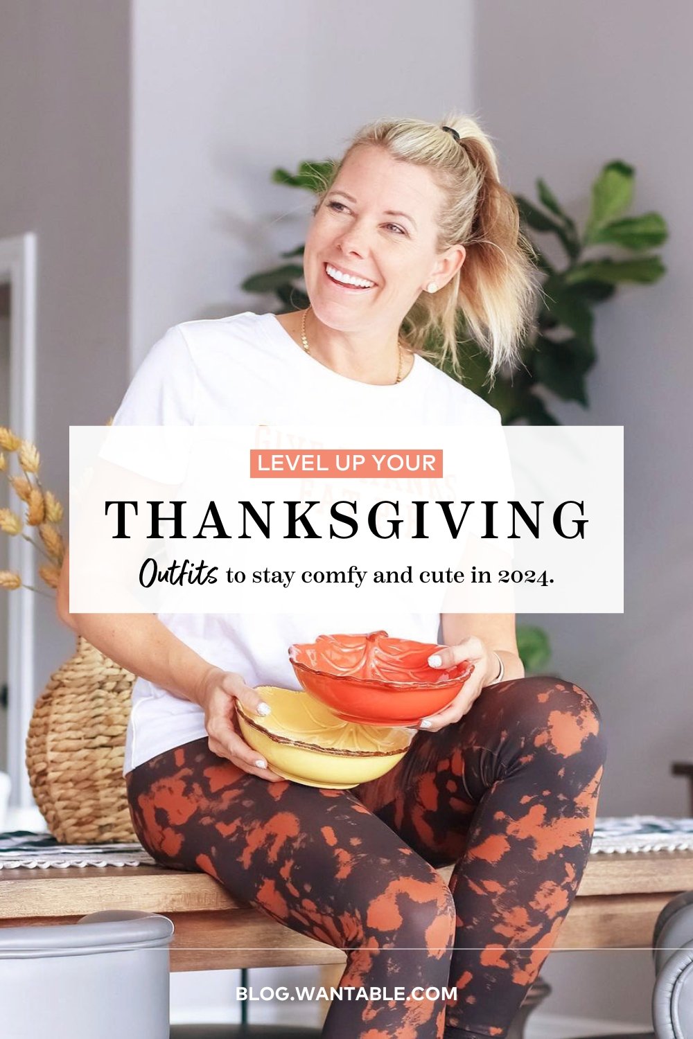 Pinterest image for our comfy Thanksgiving outfits blog post.