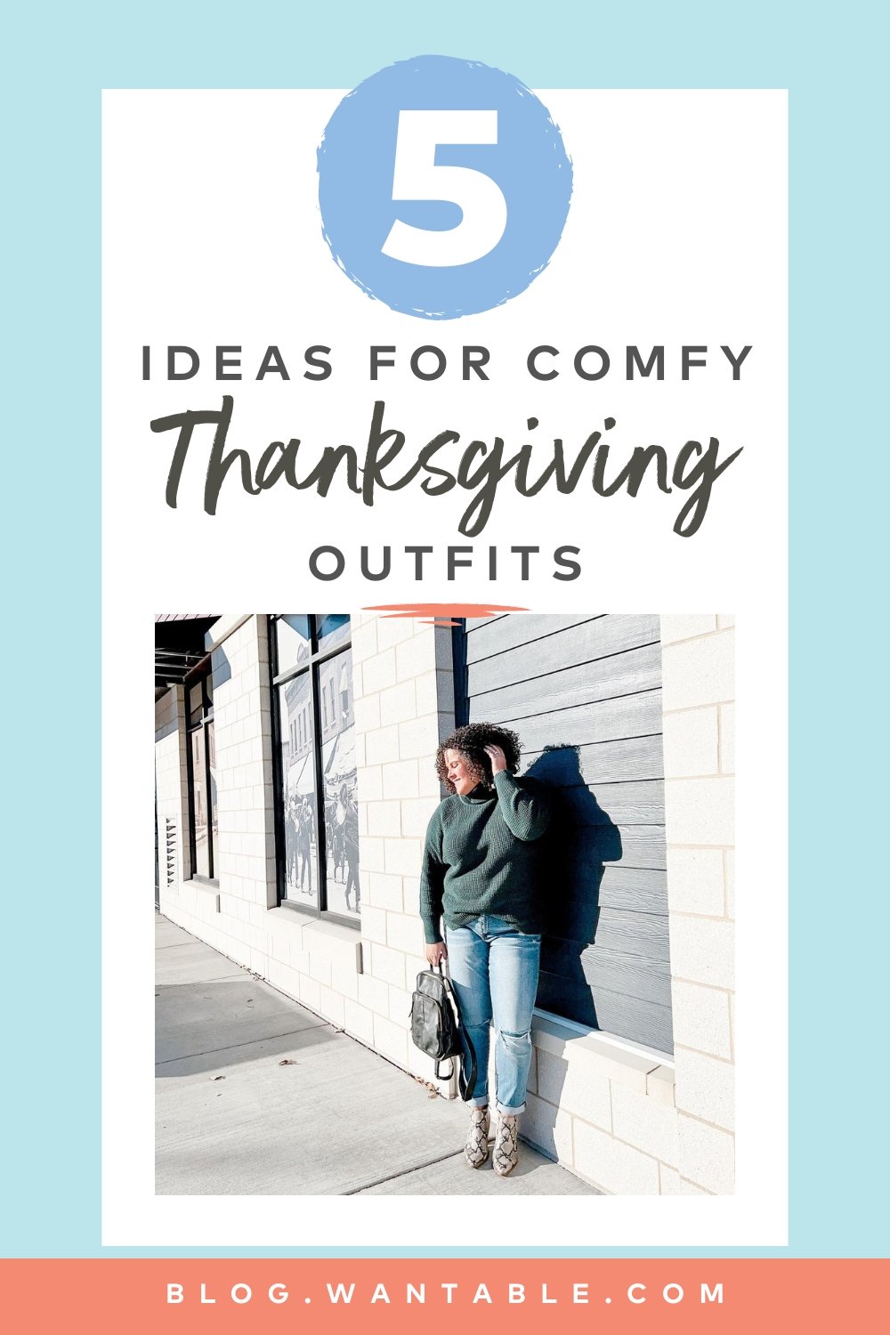 Pinterest image for our comfy Thanksgiving outfits blog post.