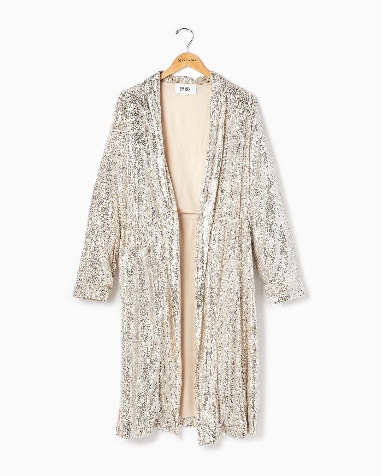 BB Dakota Show Stopper Duster in Silver  - Sequin Jacket from Wantable 