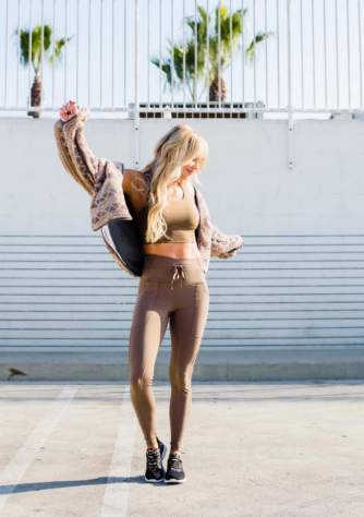 woman in a tan matching workout set from Wantable Active Edit - @bethann_wagner