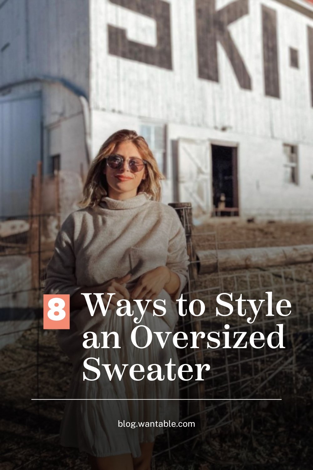 Pinterest image for blog post about oversized sweater outfits.