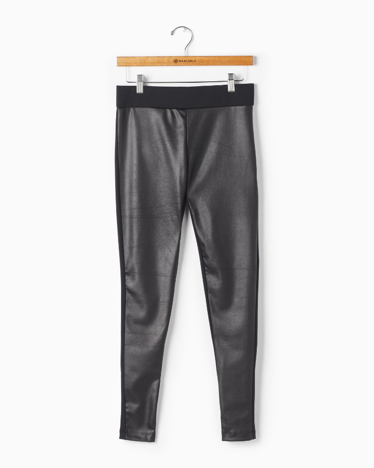 Matty M Faux Leather Legging with Knit Back in Black - Non-denim pants from Wantable
