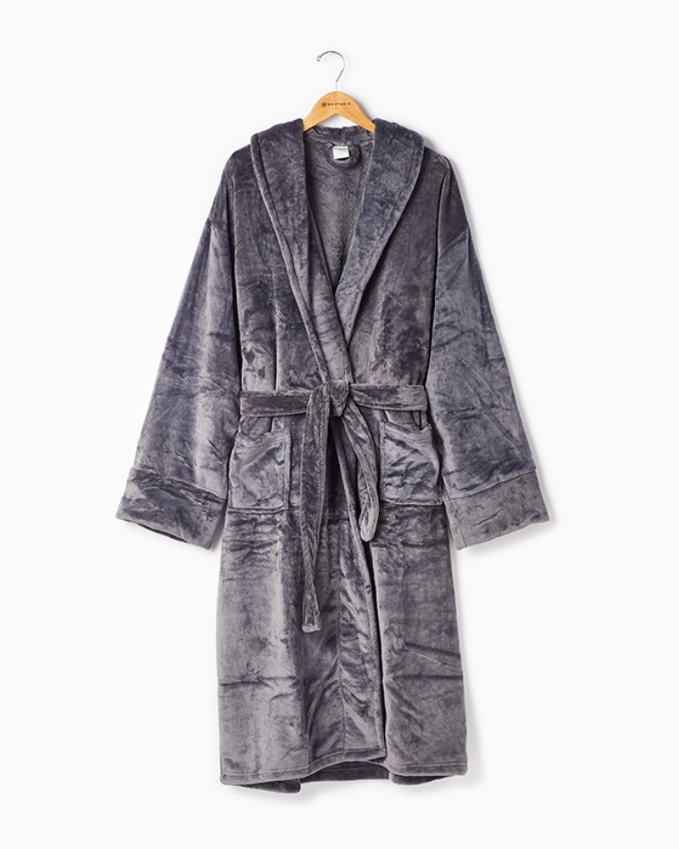 Plush Robe from Wantable Sleep & Body Edit - Aegean Apparel Cashmere Plush Robe in Charcoal