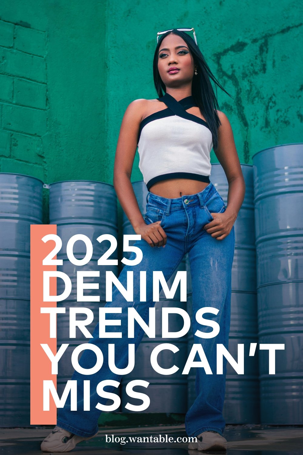 Pinterest image for this blog post abou 2025 denim trends.