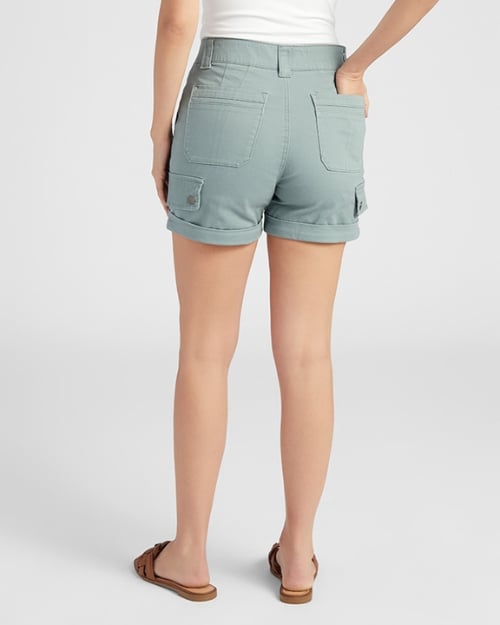 A photo of a Wantable model facing away from the camera to show the back of a pair of cargo shorts. 