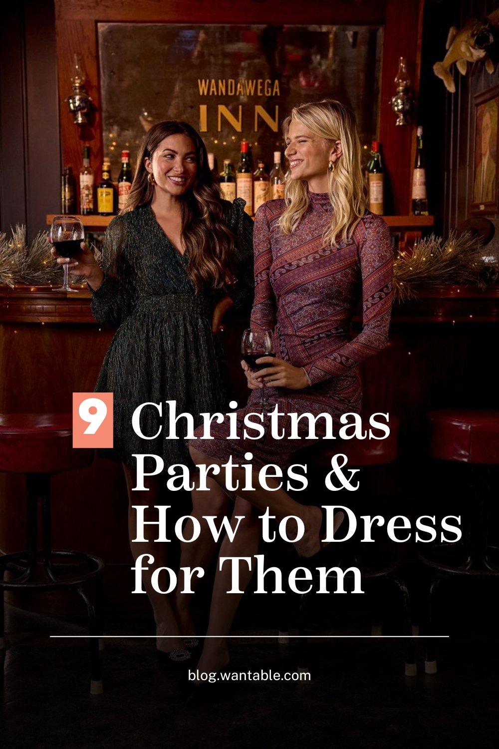 Pinterest image for how to dress for a Christmas party blog post.