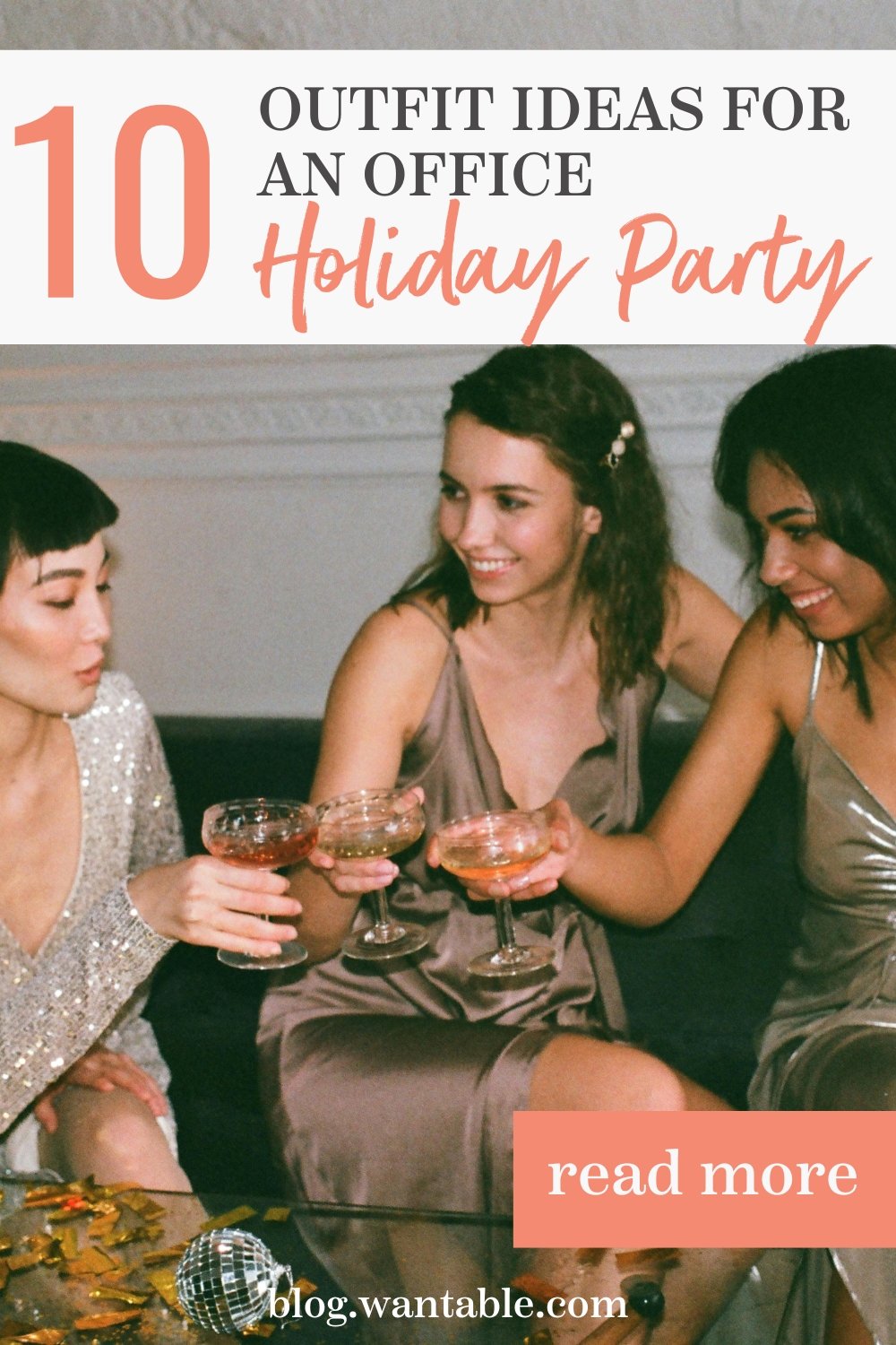 Pinterest image for blog post about office holiday party outfit ideas.